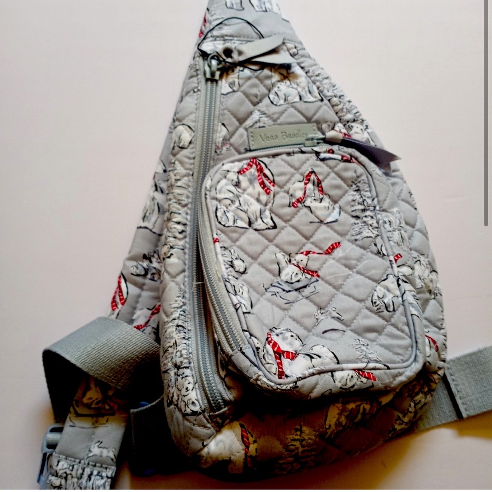 Vera Bradley mini sling backpack purse EUC beary merry pattern